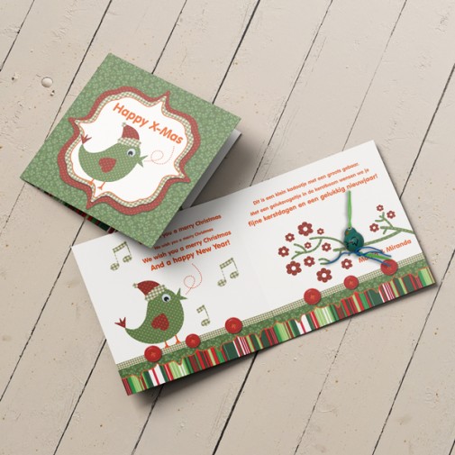 kerstkaart met gelukshanger