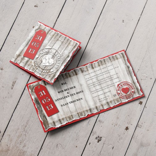 Trouwkaartje van hout